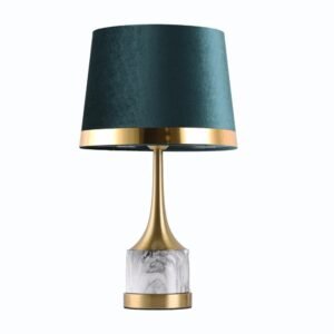 modern-emerald-green-velvet-table-lamp-with-brass-faux-marble-base