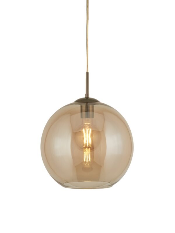 Balls Small Antique Brass & Amber Glass Pendant Light