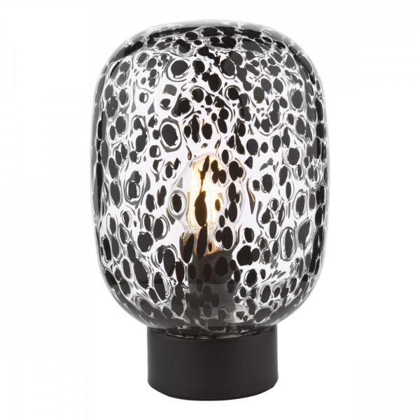Gethin Table Lamp Black Base & Black Confetti Glass Shade