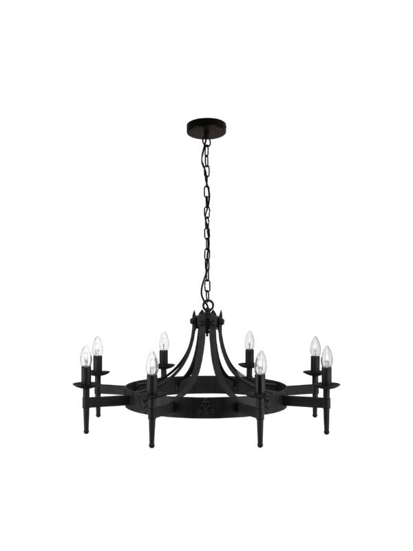Cartwheel Black 8 Light Chandelier