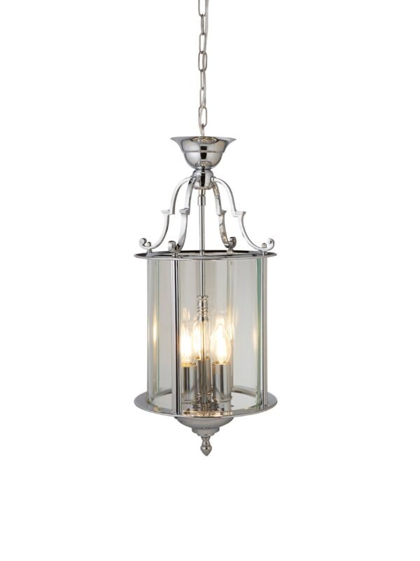 Bevelled Lantern Chrome 3 Light Pendant