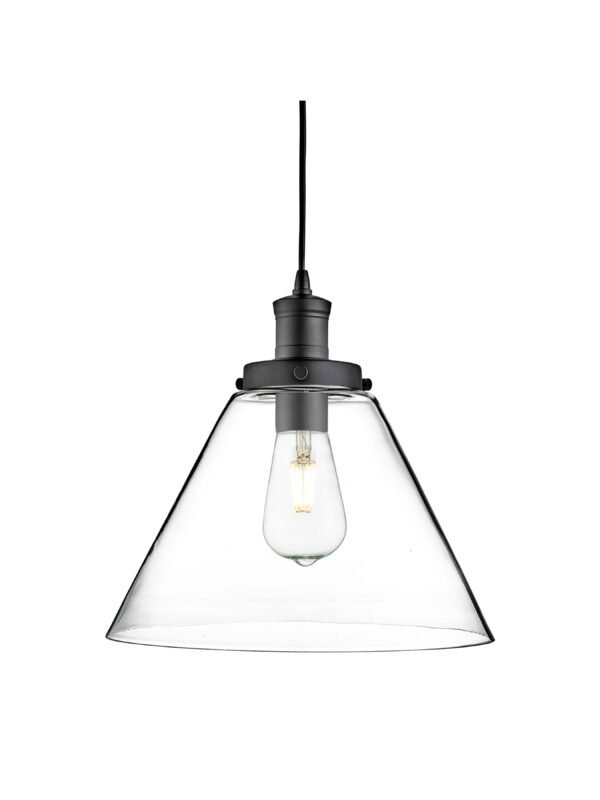 Pyramid Black & Clear Glass Single Pendant