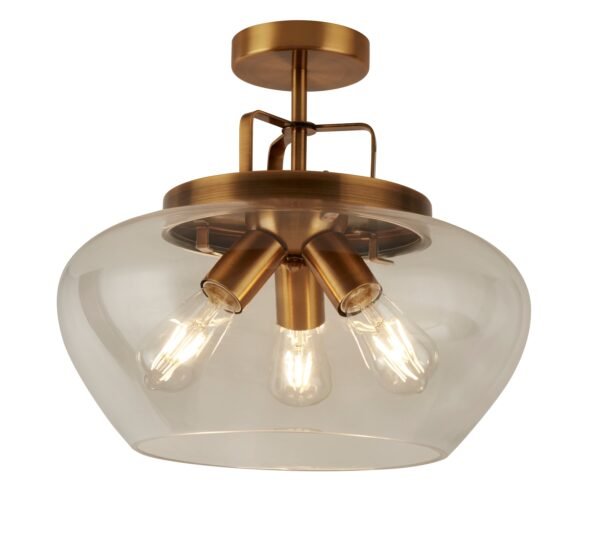 Boule Bronze 3 Light Semi Flush
