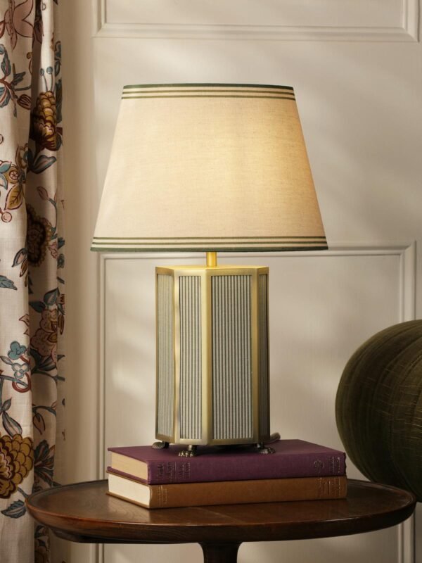 Helmingham Green Table Lamp Matt Antique Brass With Shade
