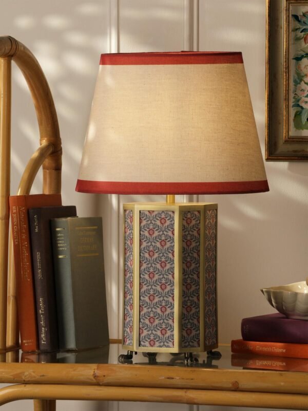 Helmingham Red Table Lamp Matt Antique Brass With Linen Shade