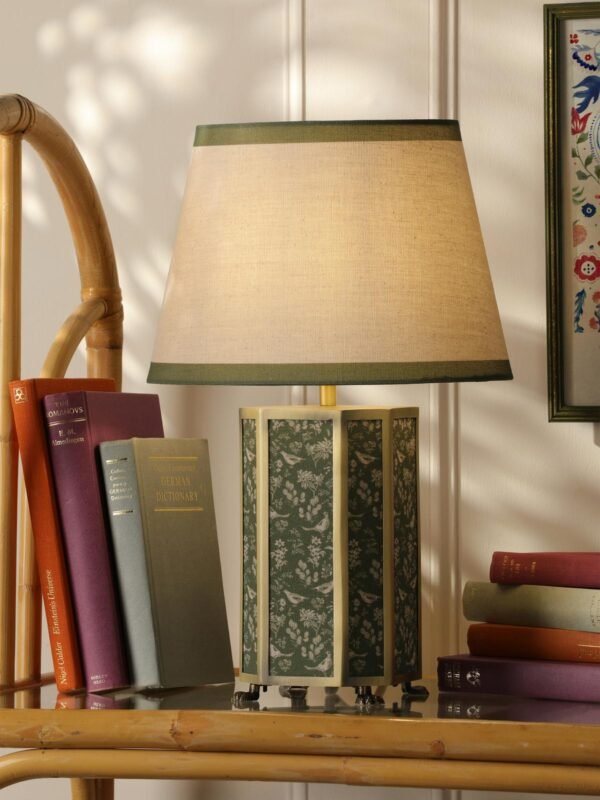 Helmingham Green Table Lamp Matt Antique Brass With Linen Shade