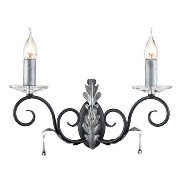 Amarilli 2 Light Wall Light Black with Silver Patina