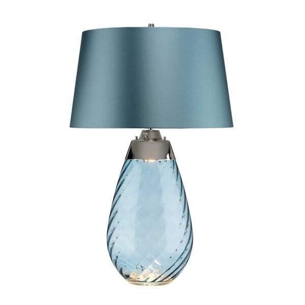 Lena 2 Light Large Blue Table Lamp Blue-tinted Glass / Duck Egg Blue Shade