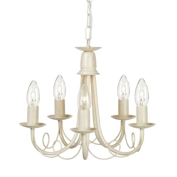 Minster 5 Light Chandelier Ivory & Gold Patina
