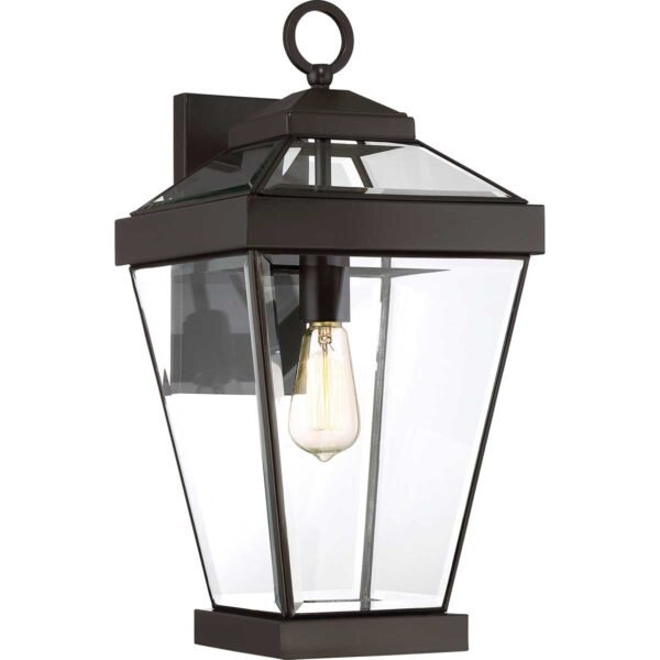 Ravine Large Wall Lantern Light in Western Bronze with Glass Panel Light Shade