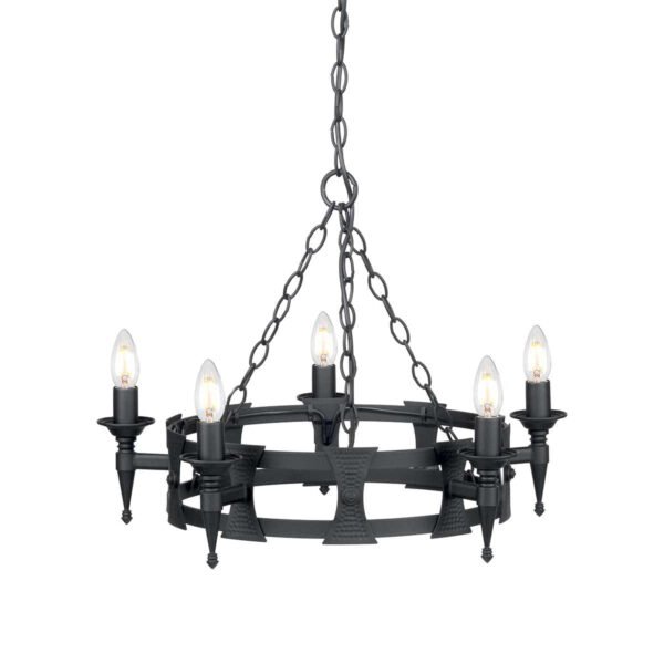 Saxon 5 Light Chandelier Black